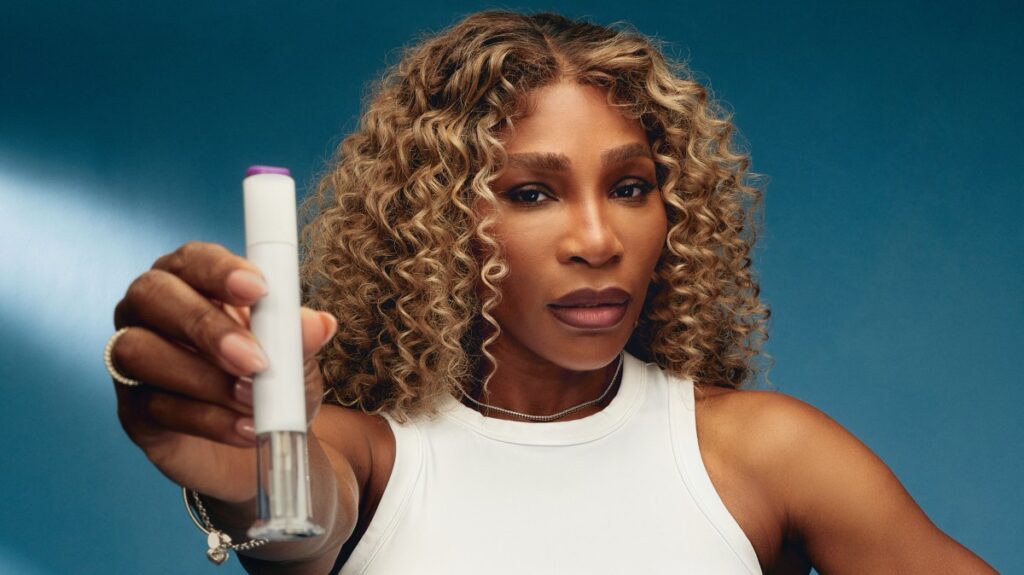 Celebrity serena williams holding ozempic in a ro weight loss glp-1 ad