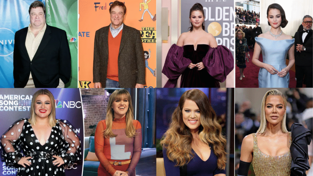 John Goodman, Selena Gomez, Kelly Clarkson, and Khloe Kardashion Before and After of Using Weight Loss Drugs Like Ozempic or Semaglutide