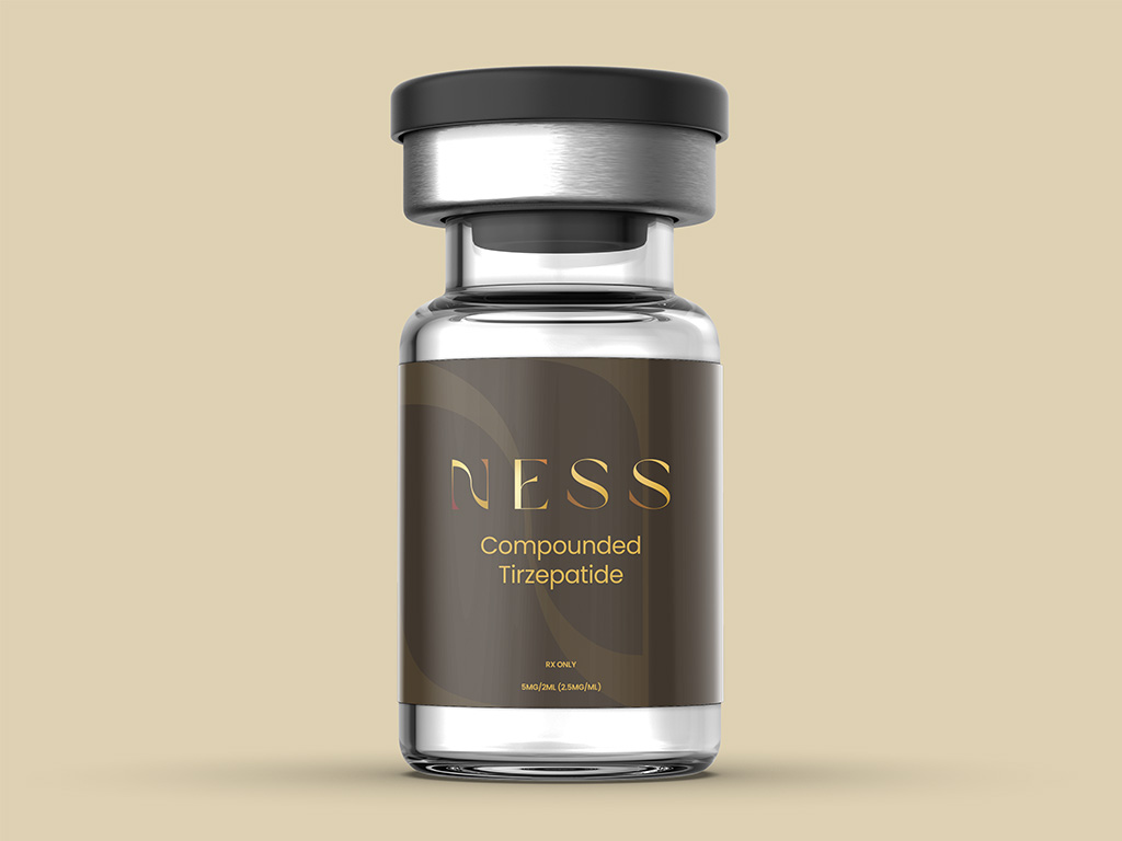 Tirzepatide Vial Ness Compounded Tirzepatide injections vial, glp-1, ness healthcare